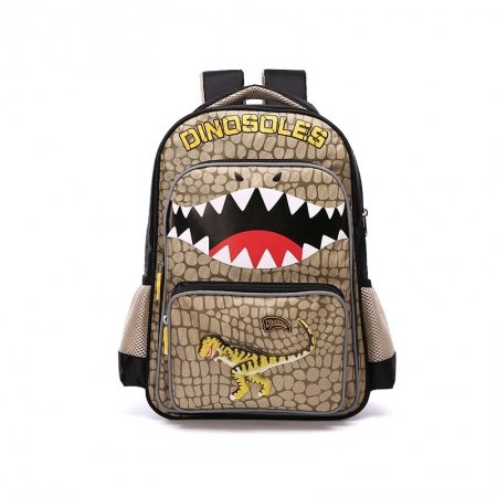 Tan Brown Oxford Boys Pupil Preppy School Book Bag Personalized Animal Dinosaur Print Kids Campus Backpack