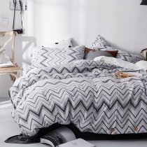 Black White and Gray Chevron Stripe Print Aztec Style Full, Queen Size Bedding Sets