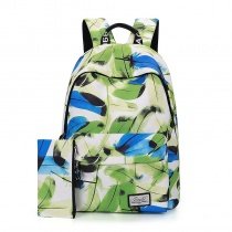 Colorful Canvas Junior Preppy Style Book Bag Feather Print Anti Theft Zipper Boys Middle School Backpack