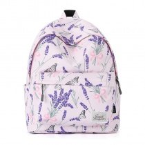 Oversized Oxford Junior Preppy Style Book Bag Colorful Lavender Flower and Butterfly Print Girls Middle School Backpack