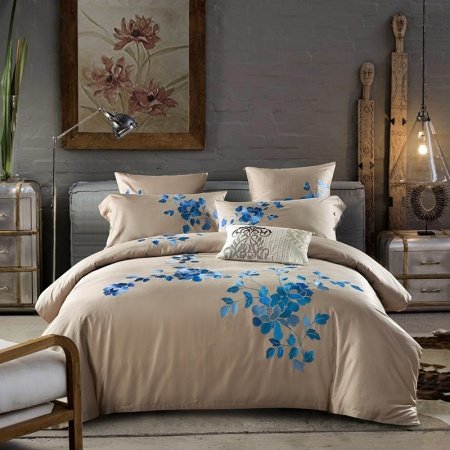 Vintage Flower Simply Luxury Embroidered Full, Queen Size Bedding Sets