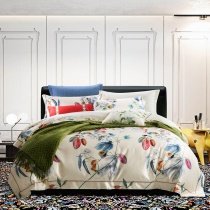 Gray White and Beige Flower Modern Country Chic Full, Queen Size Bedding Sets