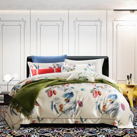 Gray White and Beige Flower Modern Country Chic Full, Queen Size Bedding Sets