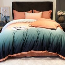 Rust Orange and Teal Simply Ombre Style Full, Queen Size Bedding Sets