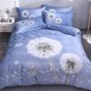 Blue and White Dandelion Print Elegant Beautiful Pastel Style Full, Queen Size Bedding Sets