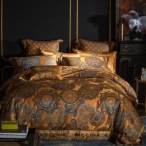 Brown and Gold Glam Royal Style Moroccan Tribal Themed Vintage Full, Queen Size Bedding Sets