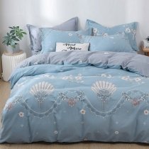 Sky Blue and Gray Gothic Pattern Victorian Style Mid-Century Modern Style Twin, Full, Queen Size Bedding Sets