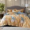 Earth Yellow Blue and White Peony Flower and Paisley Print Asian Inspired Antique Country Chic Full, Queen Size Bedding Sets