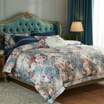 Turquoise Beige and Pink Paisley and Flower Pattern Noble Excellence Fancy French Country Chic Full, Queen Size Bedding Sets