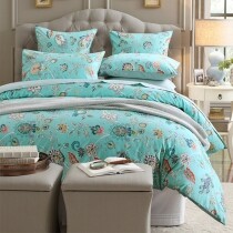 Aqua Blue Tropical Blossom Exotic Twin, Full, Queen Bedding Sets