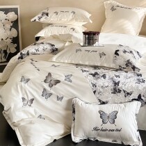 Black and White Butterfly Trendy Full, Queen Size Bedding Sets