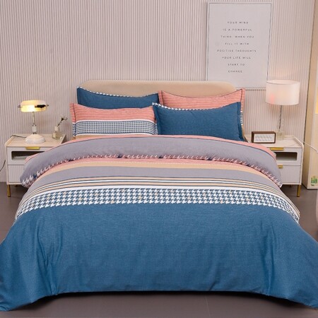Fancy Houndstooth Striped Print Twin, Full, Queen Size Bedding Sets