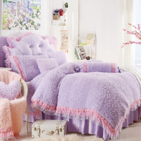 Lavender Purple Warm Girly Fancy Twin, Full, Queen Size Bedding Sets
