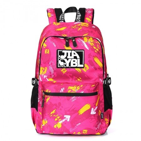Stylish Durable Oxford Casual Travel Backpack Magenta Red Yellow Paint Splatter Contracted Trendy Preppy Style Junior School Bag