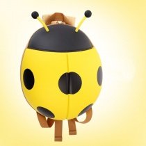 Personalized Cute Animal Themed Ladybug-shaped Toddler Kids Book Bag Black Yellow Polka Dot Vogue Gorgeous Trendy School Backpack