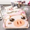 Coffee Cream and Baby Pink Pig Print Farm Animal Cute Style Cartoon 100% Cotton Twin, Full Size Bedding Sets for Girls