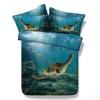 Ocean Blue and Brown Sea Turtle Print Undersea World 3D Design Tropical Natural Modal Fiber Twin, Full, Queen, King Size Bedding Sets