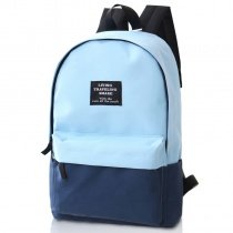 Durable Dark Blue Sky Blue Canvas Junior Preppy School Book Bag Boutique Simply Chic Color Blocking Casual Travel Hiking Laptop Backpack