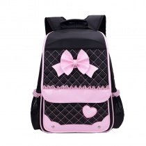 Black Nylon with Pink Lace Cute Bow Quilted Flap School Backpack Boutique Heart Sewing Pattern Sequin Girls Preppy Campus Book Bag