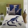 Deep Blue and Beige Boys Dinosaur Cretaceous Animal Hipster Style Simply Chic 100% Organic Cotton Twin, Full Size Bedding Sets