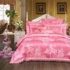French Pink Girls Castle and Flower Pattern Princess Style Sparkly Feminine Feel Luxury Jacquard Satin Full, Queen Size Bedding Sets