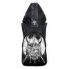 Black Embossed Leather Metallic Silver Pirate Masculine Large Travel Backpack Personalized Punk Skull Studded Cool Boys School Book Bag
