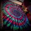 Hot Pink Black Blue and Green Tie Dyed Handmade Trippy Bohemian Style Shabby Chic 100% Cotton Twin, Full, Queen Size Bedding Sets