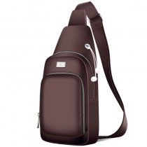 Coffee Brown Oxford Masculine Men Medium Crossbody Shoulder Chest Bag Vintage Sewing Pattern Sequin Casual Travel Hiking Sling Backpack