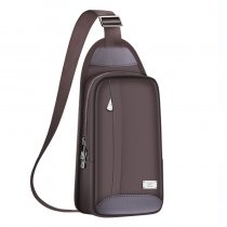 Sturdy Taupe Brown Oxford Men Crossbody Shoulder Chest Bag Vintage Sewing Pattern Zipper Sequin Casual Travel Hiking Sling Backpack