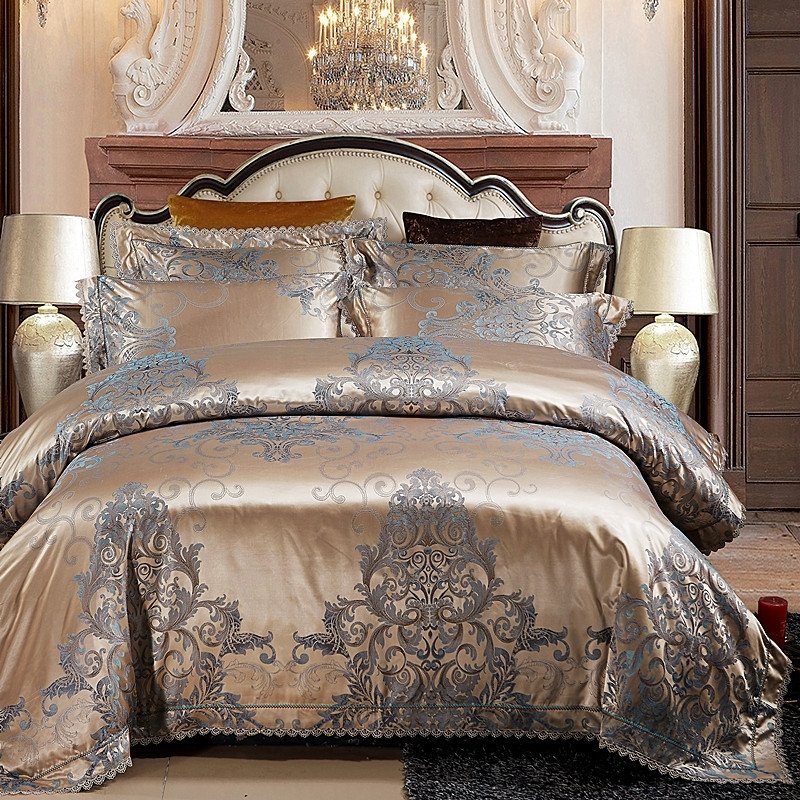 Luxury Metallic Gold and Gray Victorian Gothic Pattern Indian Bohemian