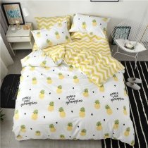 Hipster Yellow Green Black and White Pineapple Print Monogrammed Preppy Style Modern Chic Kids Twin, Full Size Bedding Sets