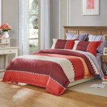 Brown Orange and Beige Wide Striped Print Simply Modern Chic Full, Queen Size Bedding Sets