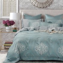 Sage Green White and Light Tan Geometric and Victorian Gothic Print Retro Shabby Chic Adults Full, Queen Size Bedding Sets