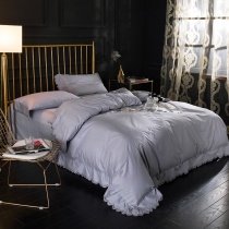 Solid Silver Scalloped Simply Contemporary Full, Queen Size Bedding Sets