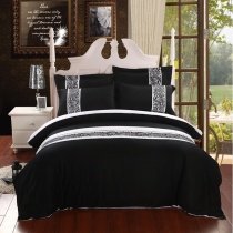 Black and White Color Blocking Striped Modern Chic Luxury Bedding Sets