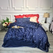 Dark Blue Heart and Bow Boutique Simply Luxury Full, Queen Size Bedding Sets