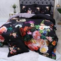 Luxury Vintage Flower Black Full, Queen Size Bedding Sets