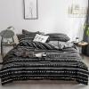 Black and White Aztec Stripe Print Hipster Abstract Unique Style Full, Queen Size Bedding Sets