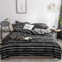 Black and White Aztec Stripe Print Hipster Abstract Unique Style Full, Queen Size Bedding Sets