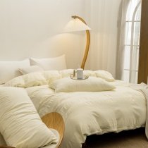 Solid Cream Seersucker Modern Chic Trendy Simply Elegant Twin, Full, Queen Size Bedding Sets